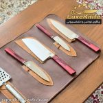 ست کیف چرمی و چاقوی حرفه ای 7 پارچه آشپزی طرح تیغه بادامی ( ساخت زنجان ) - Image 6