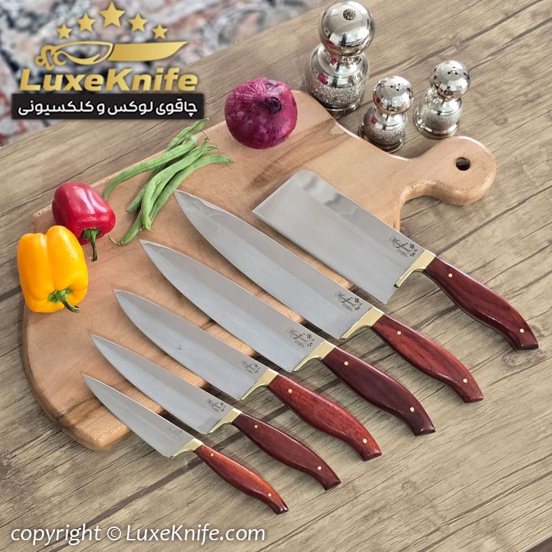 سرویس چاقوی آشپزخانه 6 پارچه دسته پادوک استاد منفرد