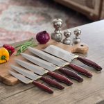 سرویس چاقوی آشپزخانه 6 پارچه دسته پادوک استاد منفرد ( برند اصل استاد منفرد حک شده روی تیغه) - Image 3