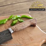 شف نایف حرفه ای مدل شارپ تیغه دمشقی دسته چوب کیکم - Image 3