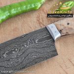 شف نایف حرفه ای مدل شارپ تیغه دمشقی دسته چوب کیکم - Image 4