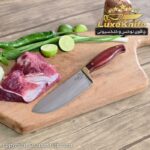 چاقوی سلاخی و پوست کنی دست ساز استاد منفرد طرح الماس ( جنس دسته چوب پادوک برزیلی اصل ) - تصویر 3