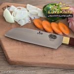 چاقوی سانتوکو استاد عرفان منش ( تیغه استیل فولاد و دسته چوب پادوک ) + جعبه - Image 2