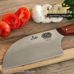 ساطور صربستانی استاد عرفان منش ( تیغه استیل فولاد و دسته چوب پادوک ) + همراه قلاف - Image 2