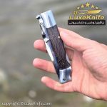 چاقو تاشو قبضه متحرک روسی دسته ونگه ضامن از پشت برند BOJIK + کیف برزنتی - Image 7