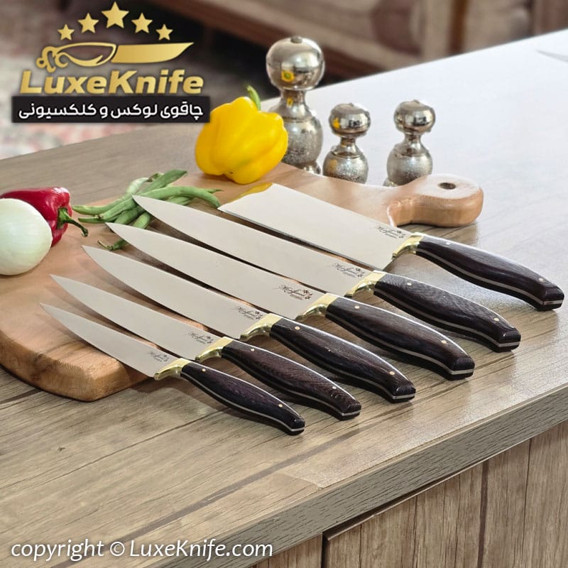 سرویس چاقوی آشپزخانه 6 پارچه دسته ونگه استاد منفرد