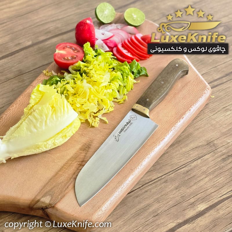 چاقوی سانتاکو زنجان مدل آیکان دسته کائوچو