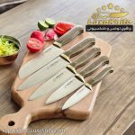 سرویس چاقوی آشپزخانه زنجان مدل آیکان دسته کائوچو ( نسوز و نشکن ) ساخت استاد هادی فضلی - Image 2