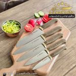 سرویس چاقوی آشپزخانه زنجان مدل آیکان دسته کائوچو ( نسوز و نشکن ) ساخت استاد هادی فضلی - Image 3