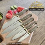 سرویس چاقوی آشپزخانه زنجان مدل آیکان دسته کائوچو ( نسوز و نشکن ) ساخت استاد هادی فضلی - Image 4