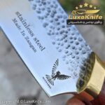 کارد بوشکرافت دست ساز تیغه ضد زنگ استاد منفرد ( مدل دنا ) دسته چوب پادوک برزیلی - تصویر 2